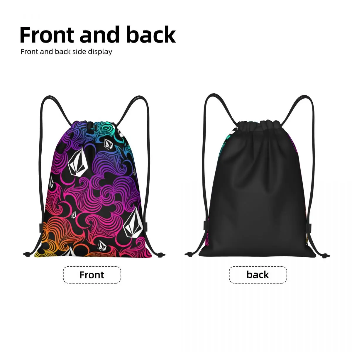 Custom Volcoms Skate Diamond Stone Pattern Drawstring Backpack Bags Men Women Lightweight Gym Sports Sackpack Sacks for Shopping 2