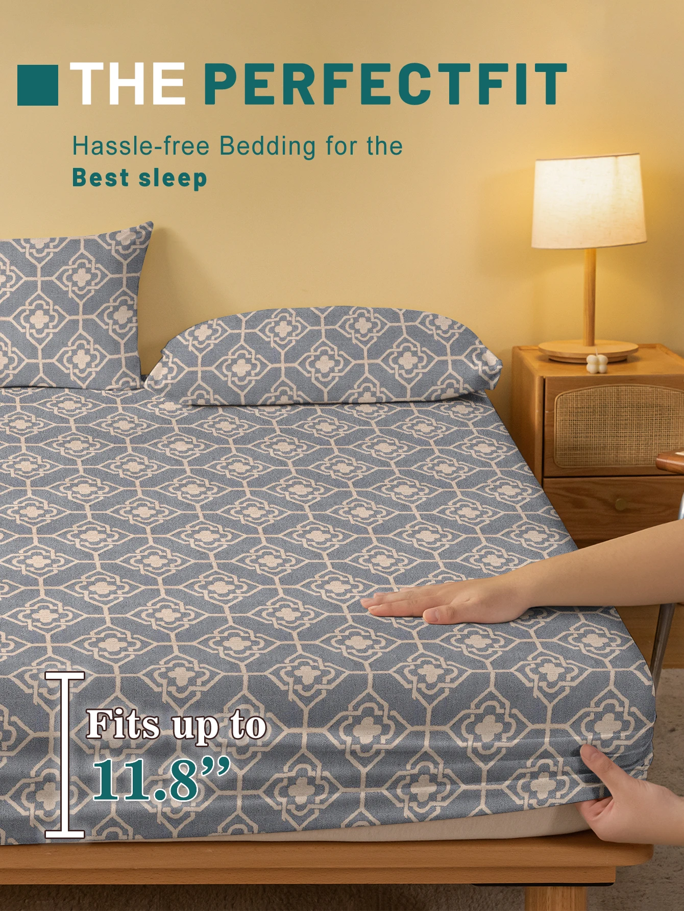 1 Simple modern Geometry printed matte Fitted Sheet, bedroom printed bed cover, bedding (excluding pillowcases) 3