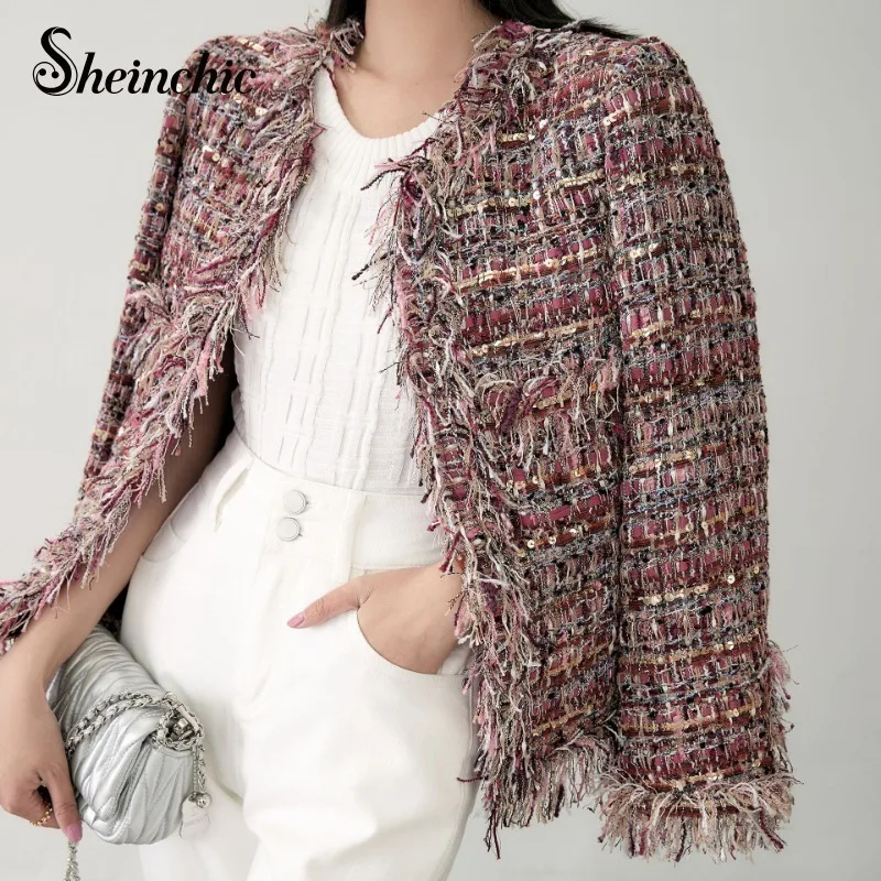 

High Quality Winter Jackets for Women 2023 Luxury Elegant Tassel Wool & Blends Coats Korean Fashion Streetwear Chamarras Para