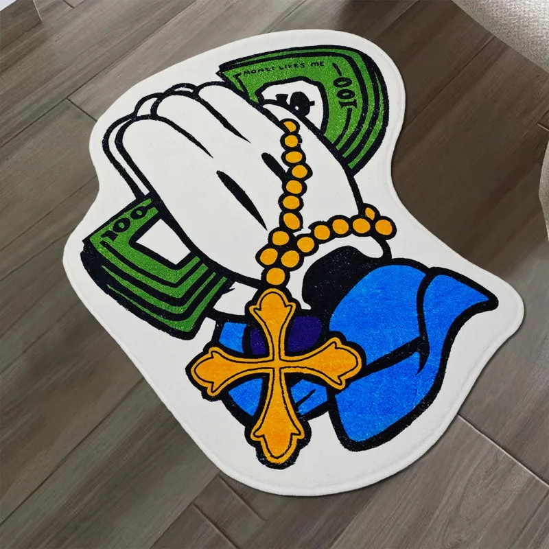 

Prayer Money Creative Carpet Moneys Likes Me Bedroom Bedside Fashion Trendy Home Decoration Irregular Rug Fluffy Soft Floor Mat