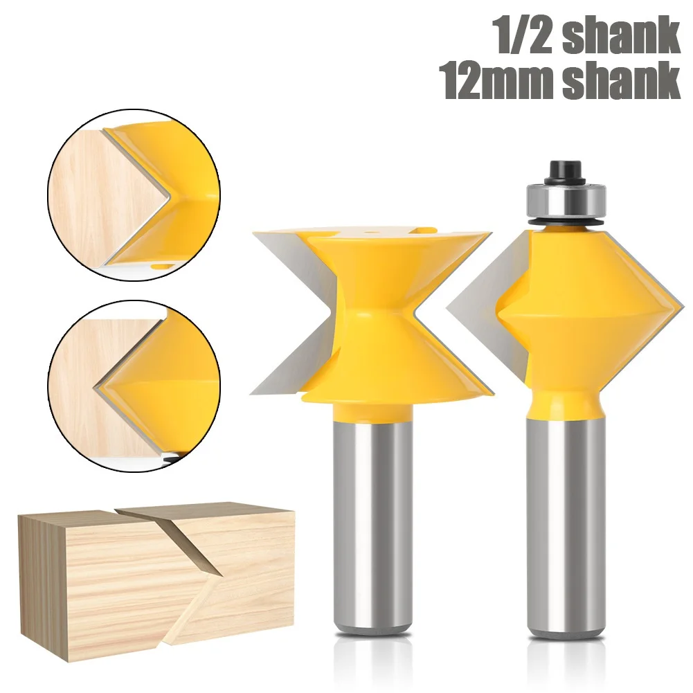

2pcs 12MM 1/2" Shank 90 Degree V design Tingue Groove Edge Banding Router Bit Set Plate Splicing Woodworking Milling Cutter