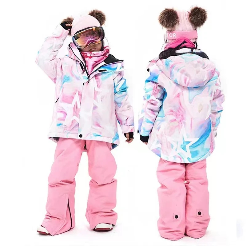 Kids ski suit girls ski jacket pants set waterproof snow jacket winter boy and snowboard