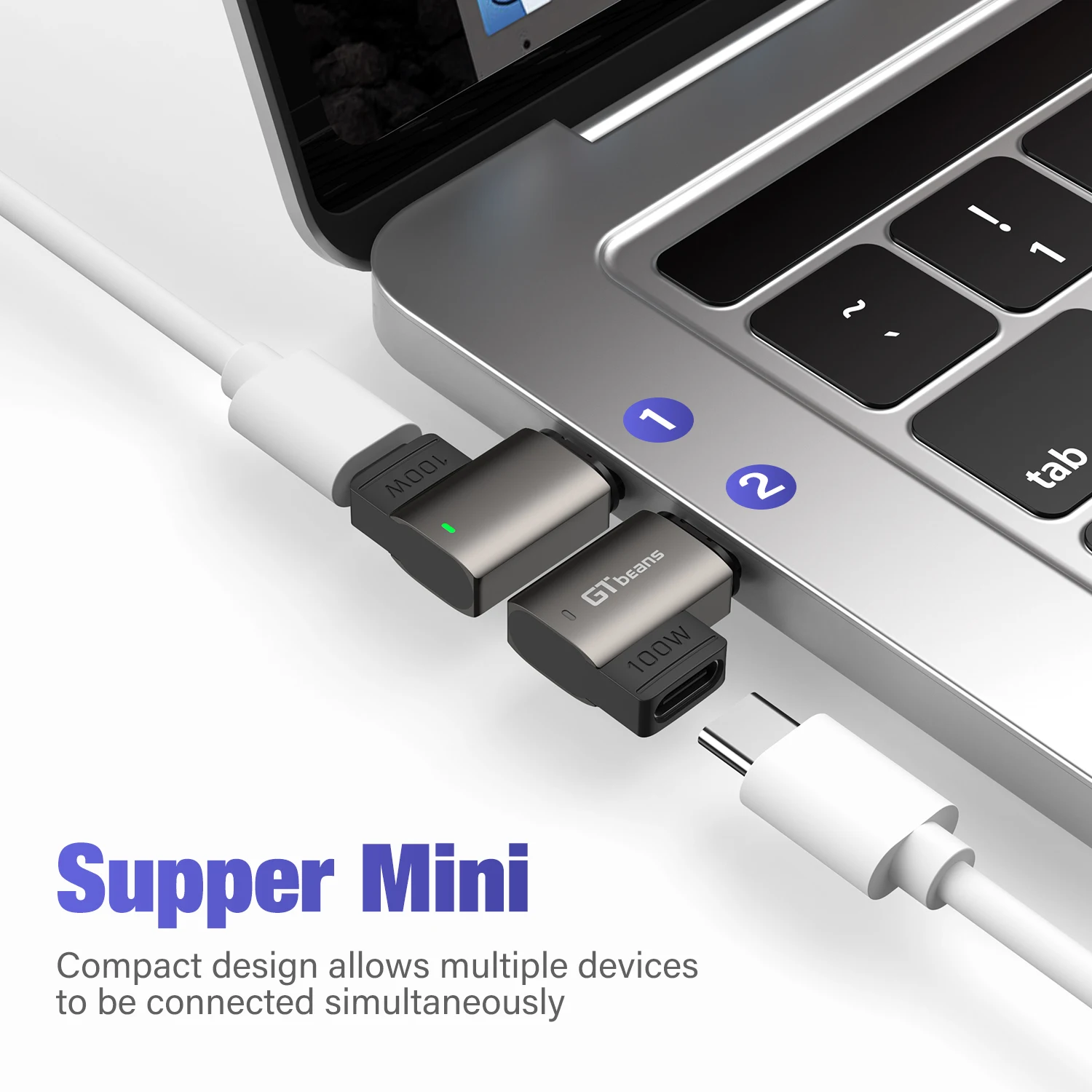 100W Magnetic USB-C to Type-C Fast Charging Adapter with Right Angle Connector