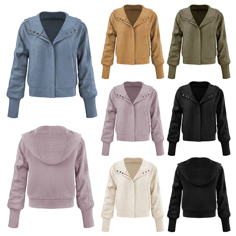 Jacketed Patchwork Hoodie Women Lazy Style Zippered Hoodie Short Knit Sweater Oversized Hoodie Genshin Impact Y2k Kawaii LOOSE