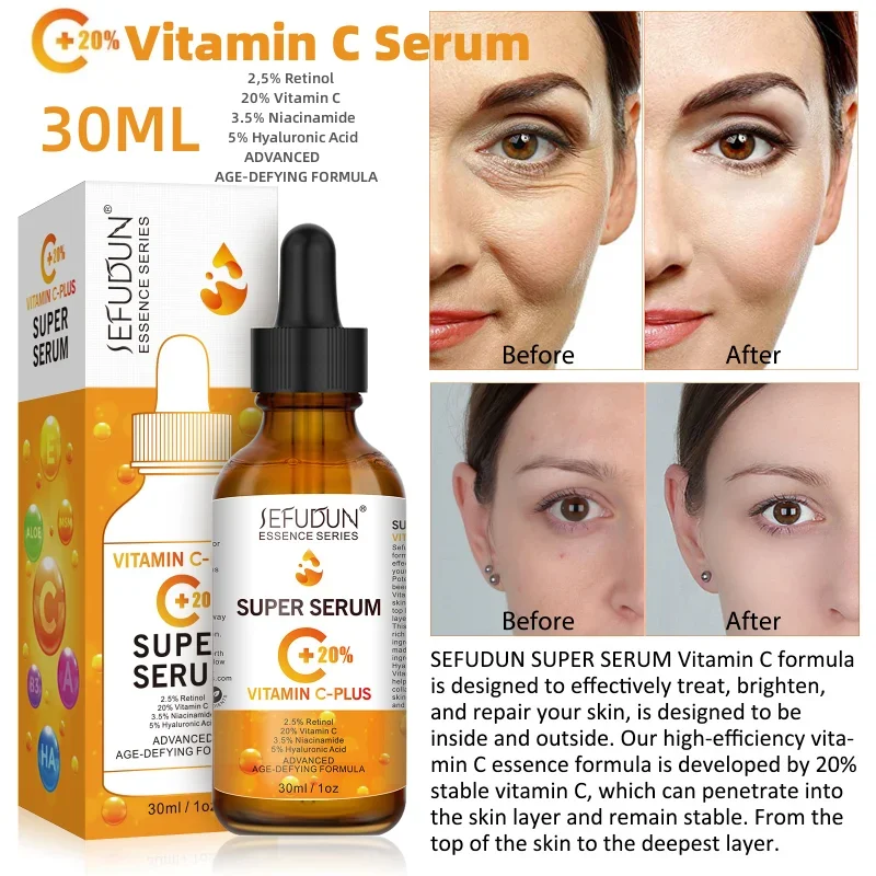 

20% Vitamin C Serum For Face Hyaluronic Acid Retinol Amino Acids Skin Collagen, Brighten Skin, Anti Aging Wrinkle Facial Serum