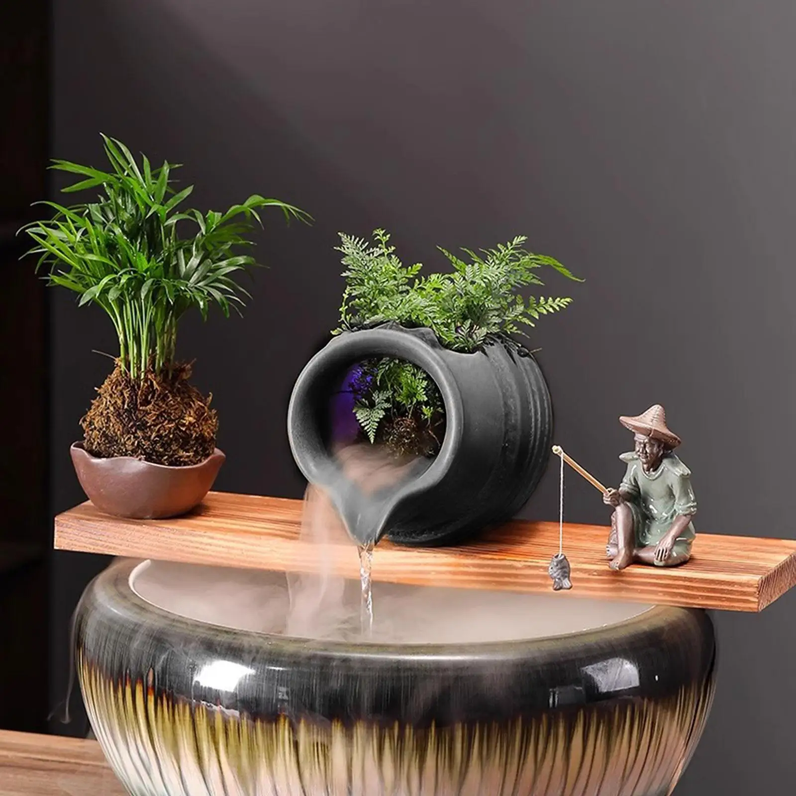 Fontaine Intérieur Extérieur Fontaine Zen Happyyami - Pot Céramique Eau  Coulante Feng Shui 13,5cm Décoration Feng Shui Intérieur, image size:1600x1600