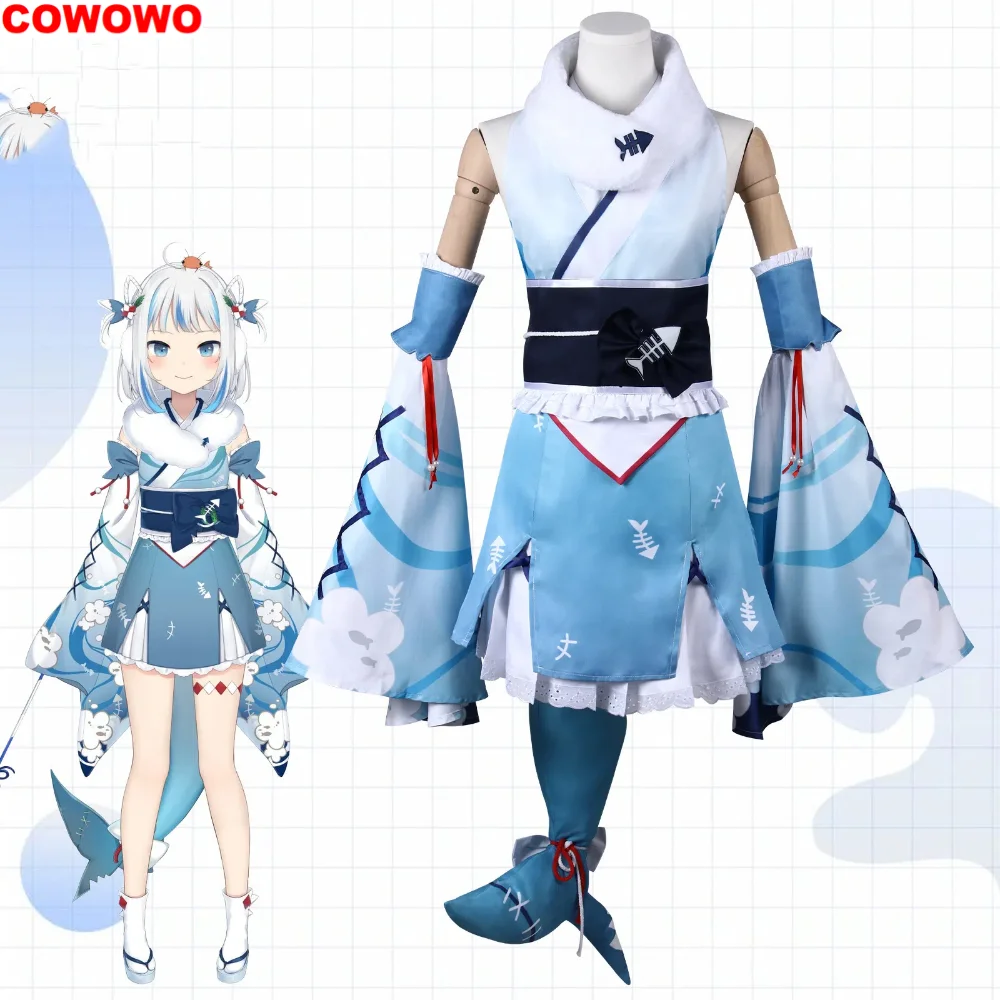 

COWOWO Hololive Vtuber Gawr Gura кимоно Косплей Костюм косплей игры аниме униформа для ролевых игр на Хеллоуин одежда