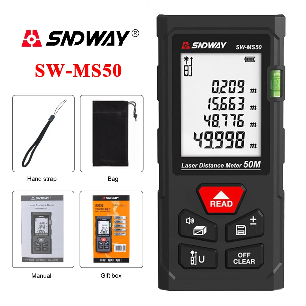 Laser Distance Meter Rangefinder Digital Tape Measure for SNDWAY DS/MS Series
