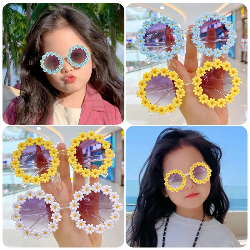 Children Sunglasses Kids Sunglasses Summer Acrylic Flower Outdoor Sun Protection UV400