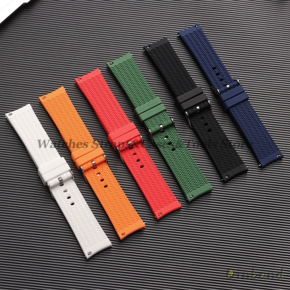 Premium Silicone Watch Band - Soft Rubber Strap with Curved Ends, Waterproof and Versatile