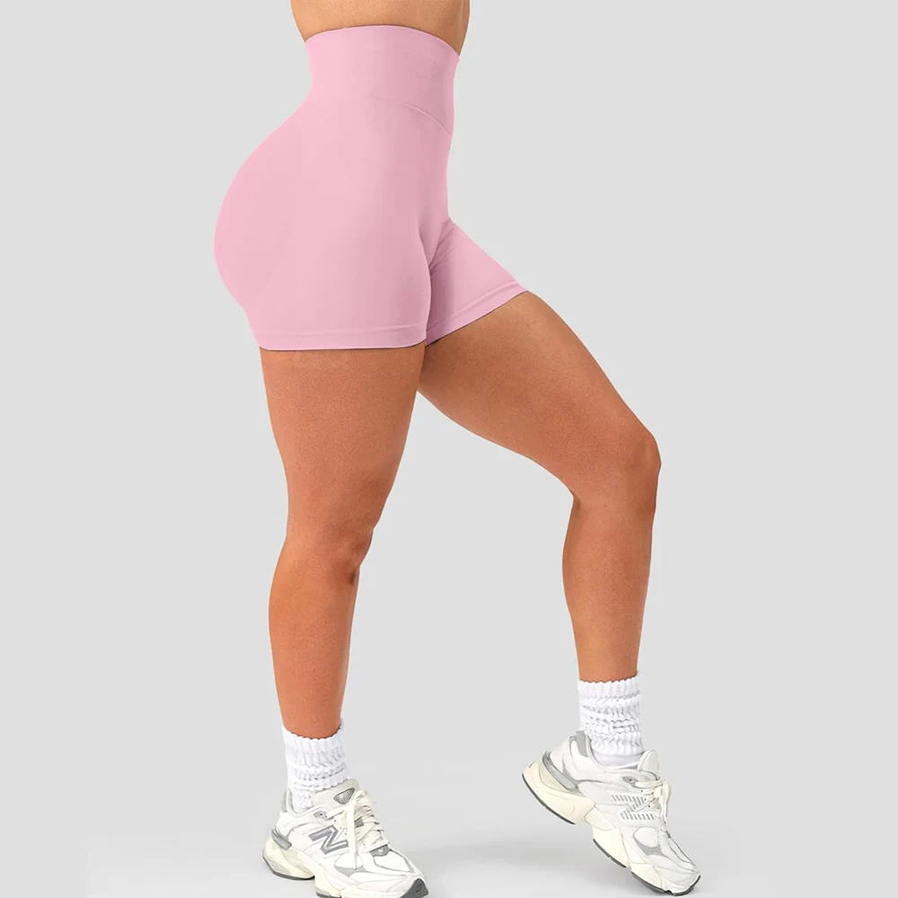 4.5" Impact Shorts Low Ribbed Band Yoga Shorts Seamless Flex Scrunch Bum Workout Gym Booty High Stretch Running