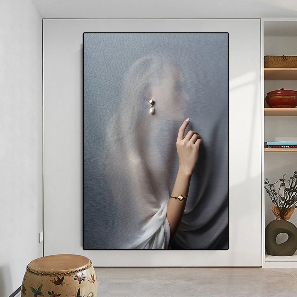 3D Effect Wall Art Decor Sexy Girl Nude Art Canvas Painting Woman Silhouette Poster Nordic Style