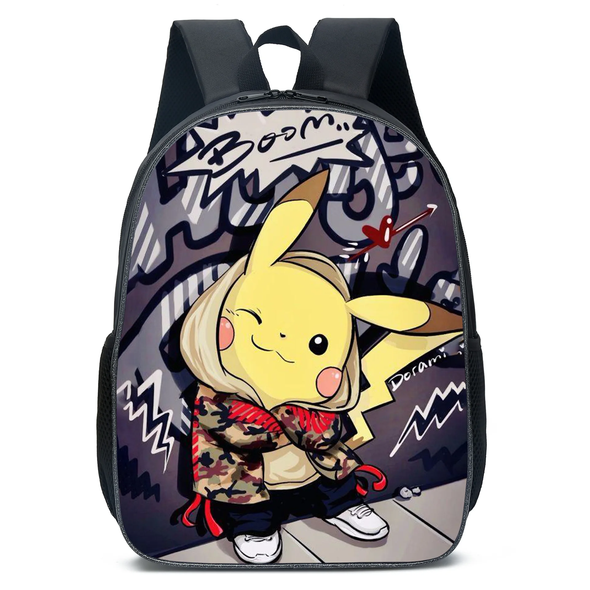 

Upgrade Pikachu School Bag Three-piece Pokemon Cartoon Anime Student Pencil Bag Lunch Bag Birthday Gift for Girls Kids Boys