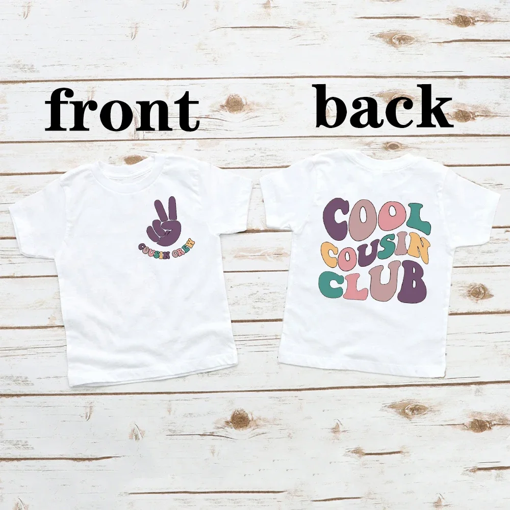 Cool Cousin Club Print Child Shirt New Cousin Birthday Shower Party Outfit T-shirt Family Reunion Kids Tee Boys Girls Retro Tops 5