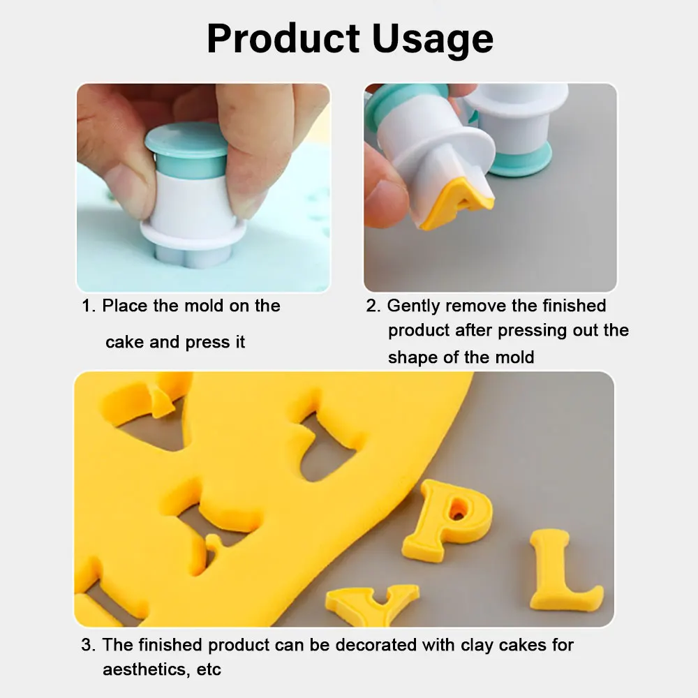 Cookie Cutter Cookie Mould Cookie Printing Mold Baking Mold Silicone Uppercase Lowercase Letters Number Press Stamp DIY Embossing Biscuits Cutter Cake Baking Tools