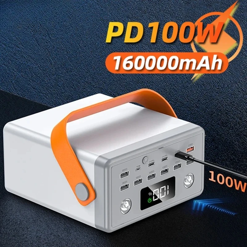 160000mAh Large Capacity Power Bank Portable PD100W USB C Fast Charging Mobile Spare Battery for iPhone 15 Samsung Xiaomi Laptop 3