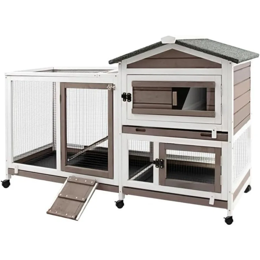 Two Story Bunny Hutch with Wheels 1