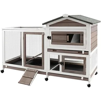 Two Story Bunny Hutch with Wheels 1