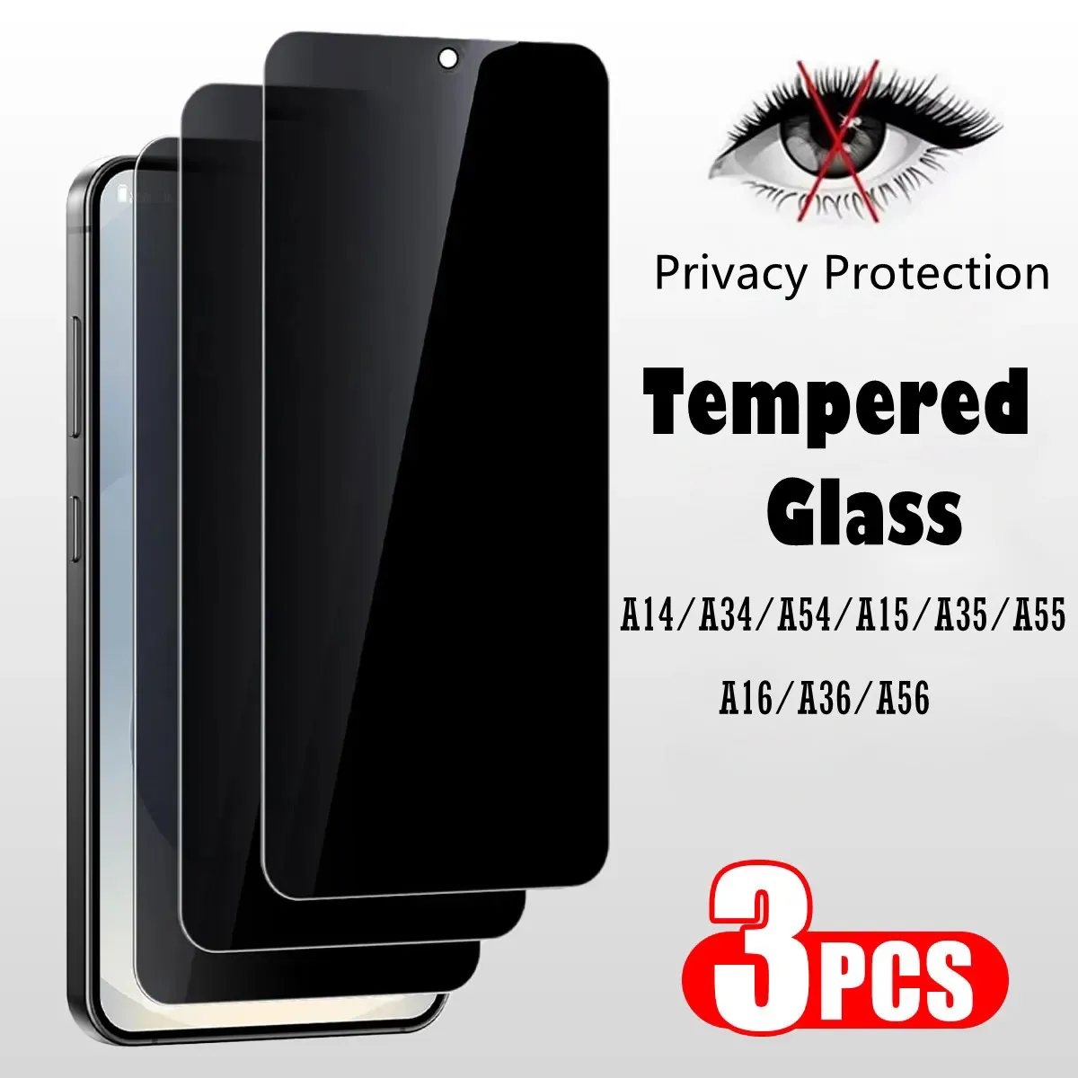 3 pezzi protezione privacy protezione schermo in vetro a copertura totale per Samsung Galaxy A56 A36 A16 A55 A35 A15 A54 A34 A14 pellicola protettiva