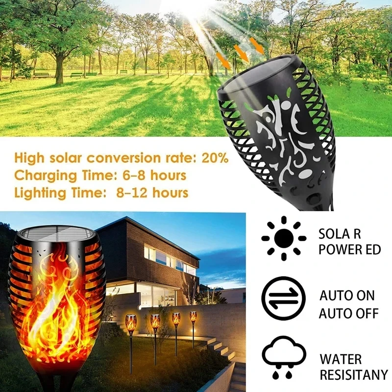 Solar LED Lights Solar Lights Lawn Lamp Garden Lighting 96 LED Outdoor Solar Torch Lights Waterproof Garden Patio Flickering Dancing Flame Lamp