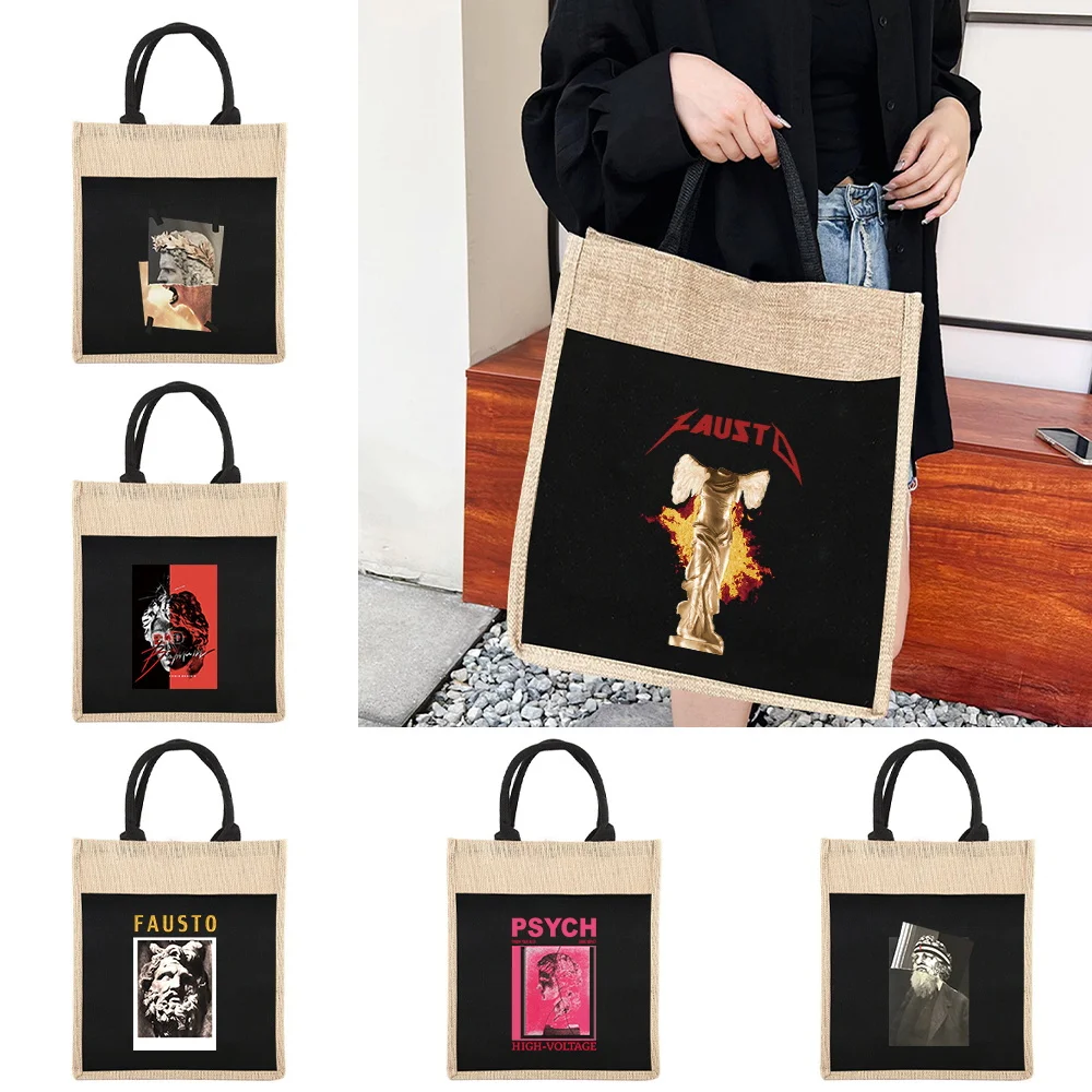 

Eco-friendly Shopping Bags Reusable Shoulder Tote Bag Women's Linen Tote Bag Sculpture Series for Grocery Shopping Tote 2024
