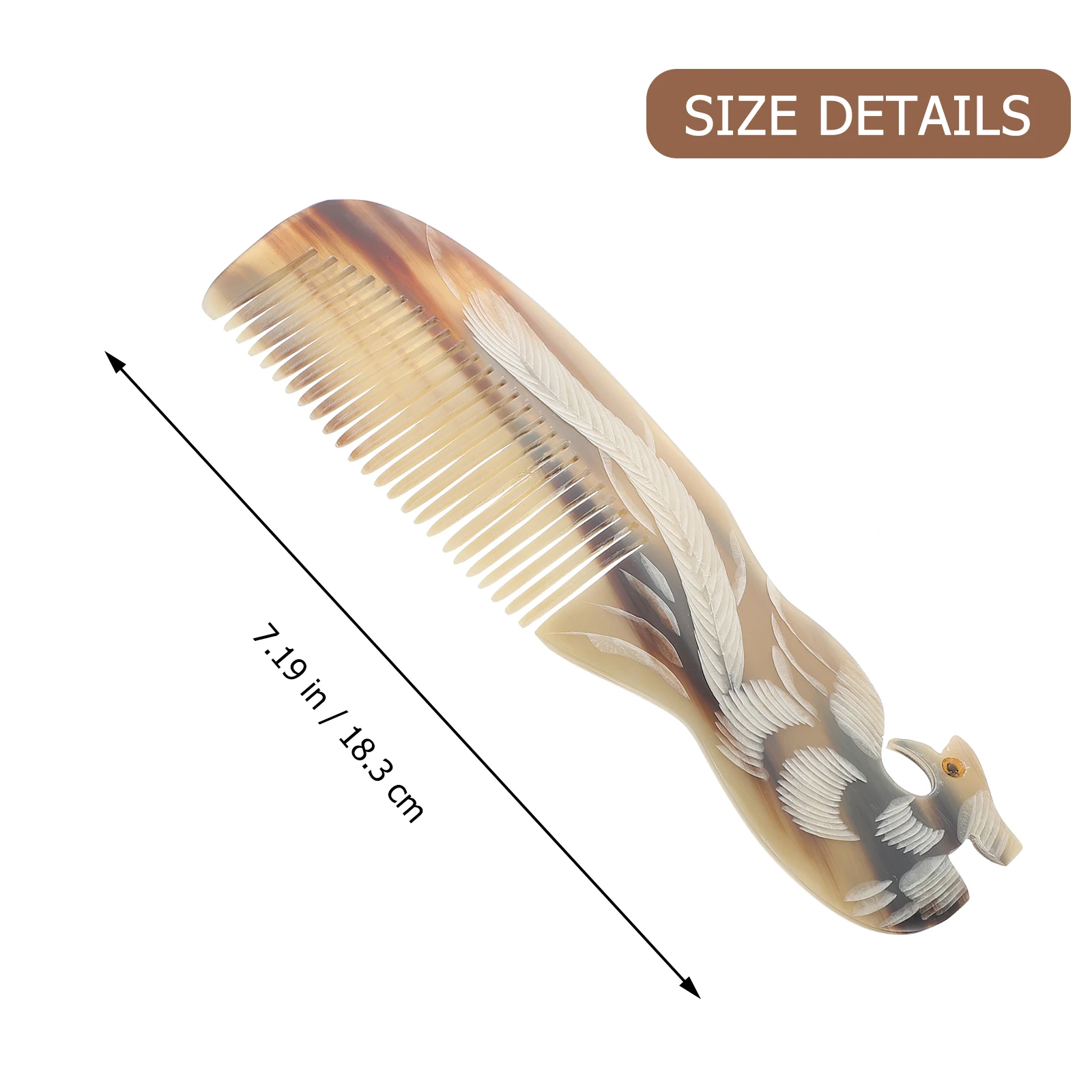Comb Horn Hair Beard Healthy Engraving Natural Curly Combs Pocket Scraping Women Fine Wide Ox Static Smoothing Bone Scalp Anti 2