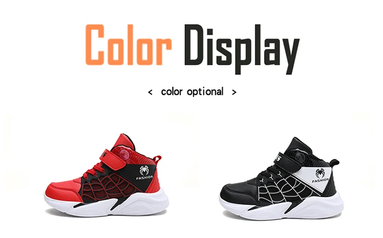 Description Picture 5 of itemFashion Kids High-top Cartoon Spider Sneakers Boys Casual Breathable Tennis Shoes Comfortable Non-slip Basketball Sports Shoes