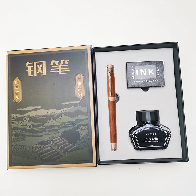 CHEN LIN 로즈 우드 솔리드 우드 소재 시그니처 만년필, 예술적 서예 0.7mm 곡선 팁, 성인용 하드 만년필, 1 개