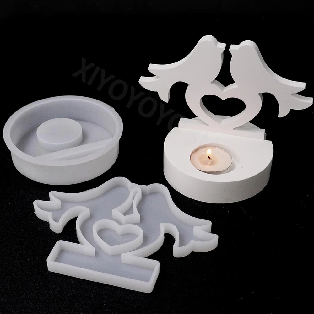 Silicone Mold Love Bird Candlestick Mold for Home Decor