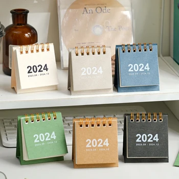 2024 Mini simple small desk calendar pocket portable calendar punch plan desktop decoration