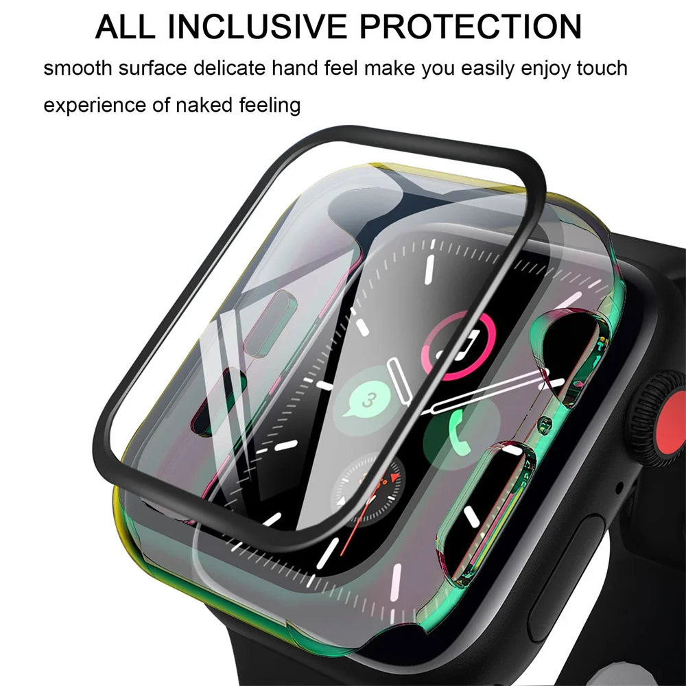 Glass + cover Apple Watch Case series 9-8 7 6 5 4 3 se 44mm 40-42-38-41mm 45mm Bumper Screen Protector apple watch Accessories watch screen protector case,watch accessories,watch screen protector,apple watch screen protector case,watch case,watch protective case,watch cover,watch protective cover,apple watch case,bumper protective case