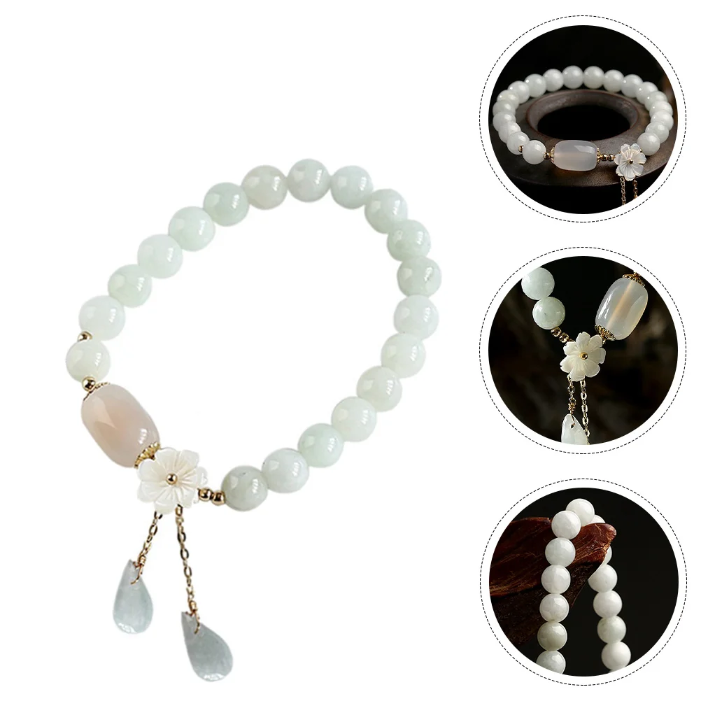 

Elastic Jade Bracelet Natural Jade Bracelet Jade Beaded Bracelet Gemstone Bracelet Bracelet White Jade Jewelry ( White )