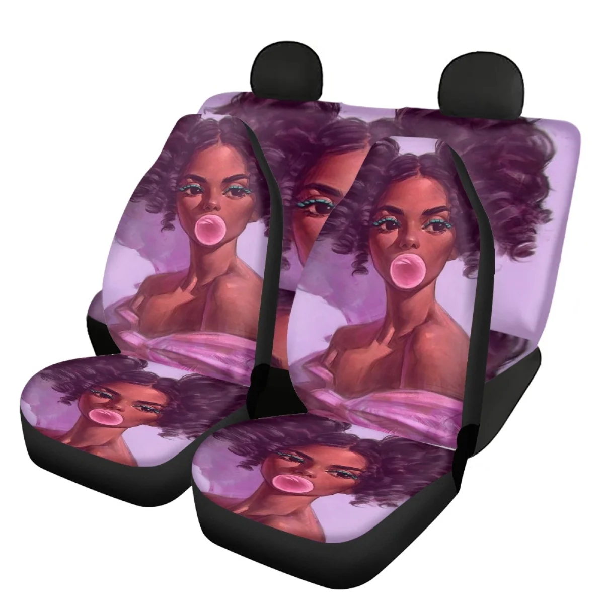 

Beautiful African Girl Design Universal Car Seat Cover for Women Anti-slip Car Interior Accessories Resistant Front/Back Protect
