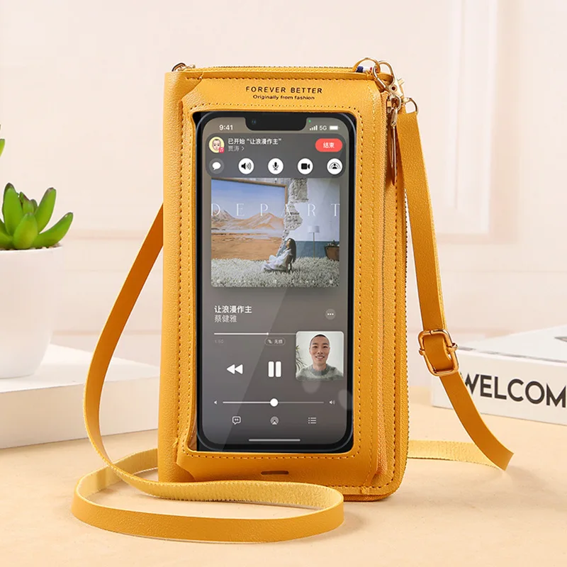 Porta Cellulare A Tracolla In Pelle Intrecciata Blu