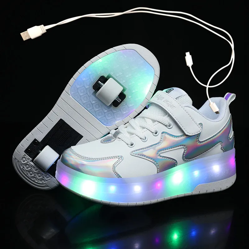 

Roller Skates 2 Wheels Shoes Glowing Lighted Led Children Boys Girls Kids 2022 Fashion Luminous Sports Boots Casual Sneakers