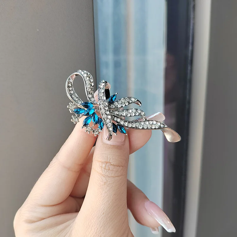  KIANSLA Brooches Women's Brooches & Pins Big Blue Enamel ES  Women Alloy Rhinestone Weddings Banquet Flower Pins : Everything Else