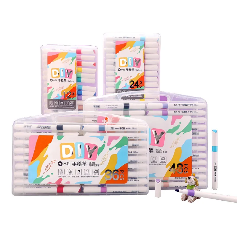 

Acrylic Marker Pens Set 12/24 Colors Kids Drawing Markers Hand Drawn Pen School Accessories For Plastic Wood