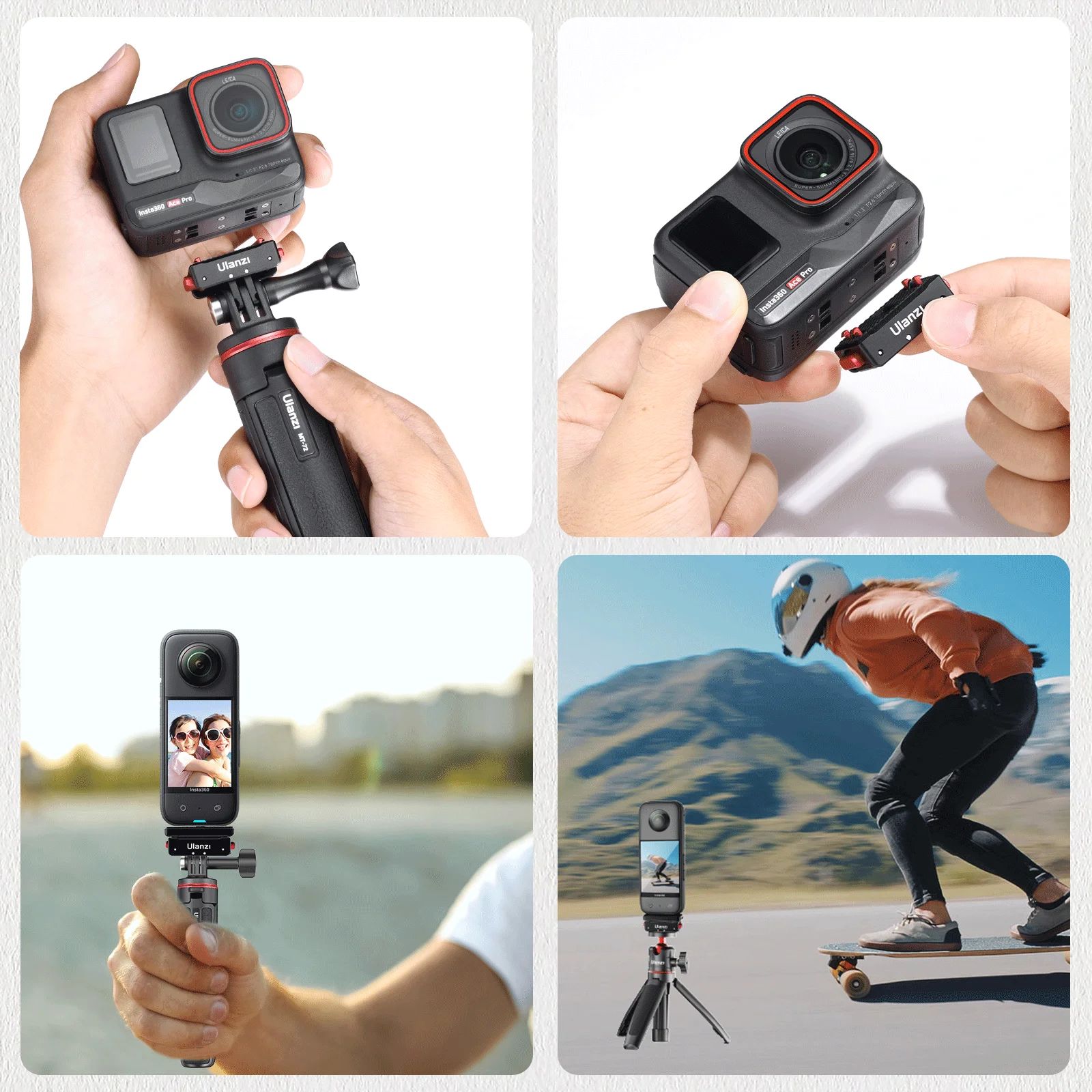 Ulanzi IN01 Magnetic Quick Release Mount Kit for Insta360 X4/X3/ONE X2/X/ GoPro Hero 13  with 1/4" Screw Action Camera Interface 6