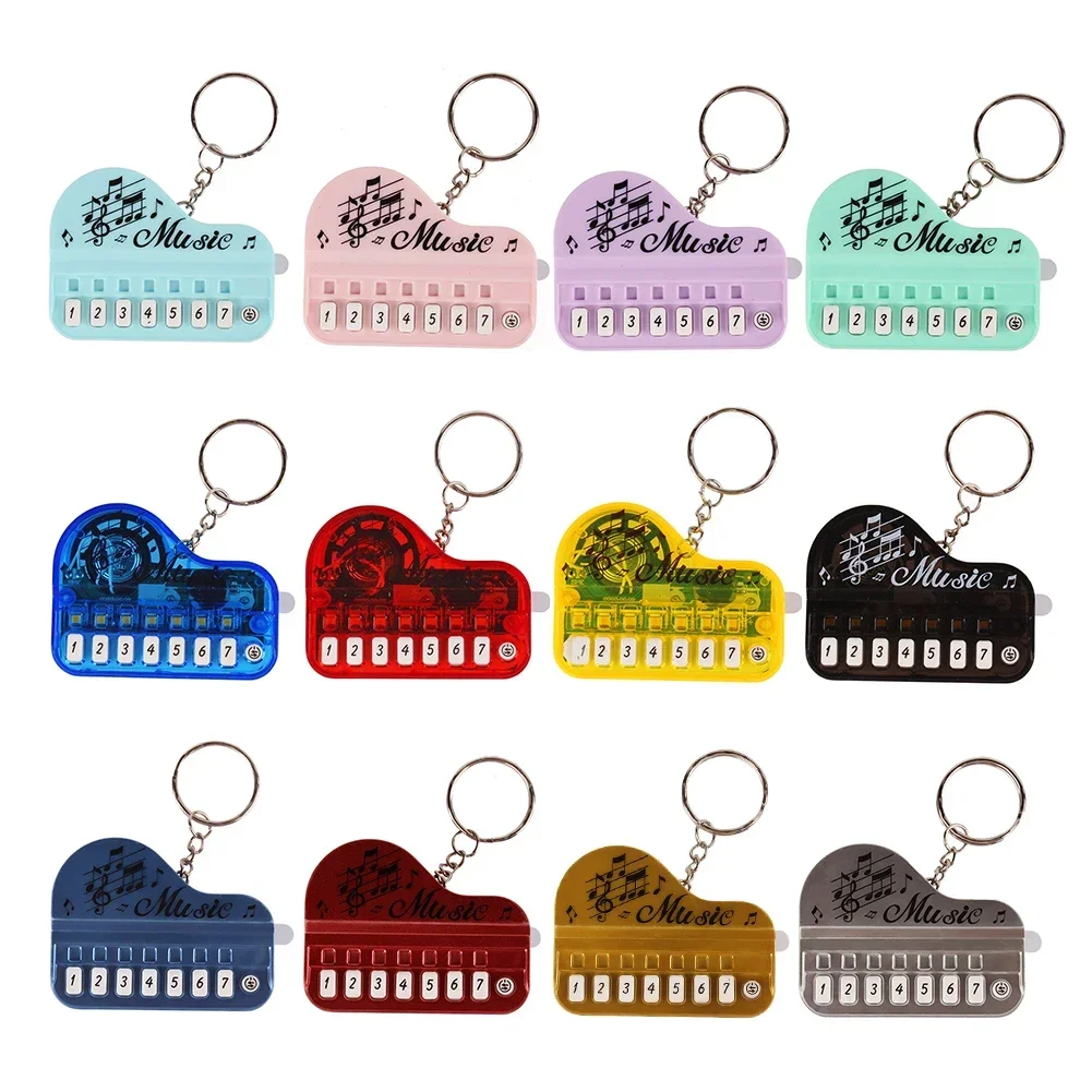 New Piano Toy Keychain Mini Electronic Organ Piano Key Chain with Lights Multifunctional Electronic Piano Pendant Keyring Gift