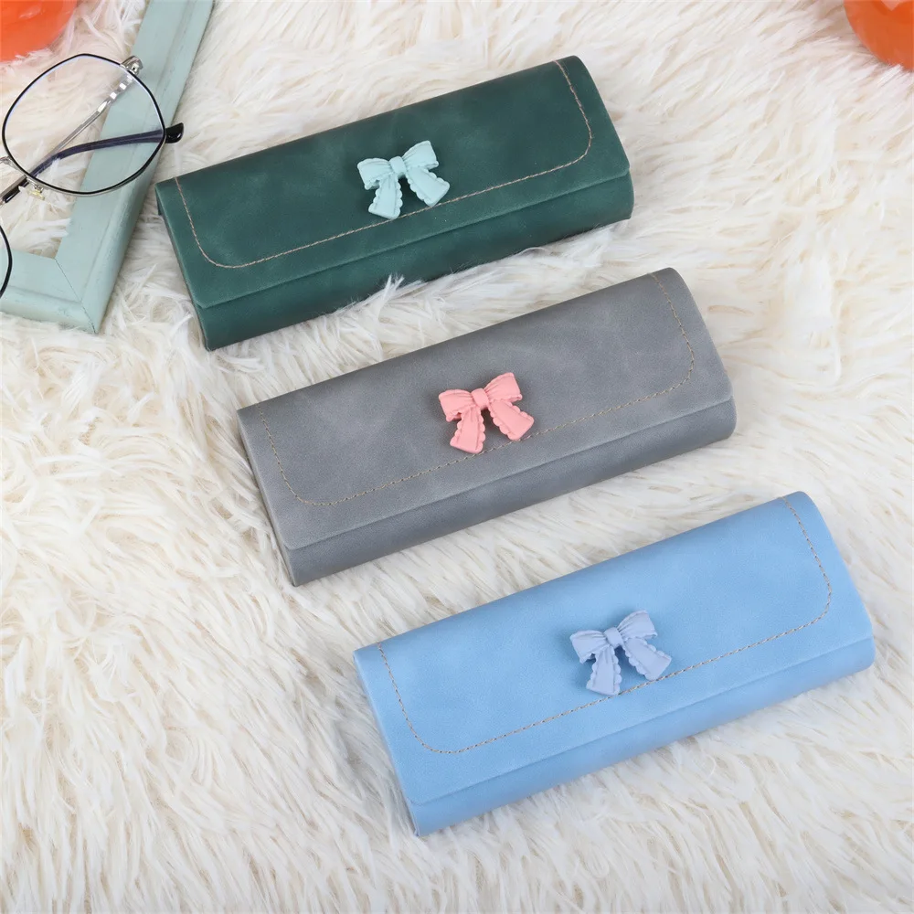 Cute Bow PU Leather Glasses Case Portable Men Women Sunglasses Myopia Presbyopia Storage Box Eyewear Eyeglasses Protector Holder