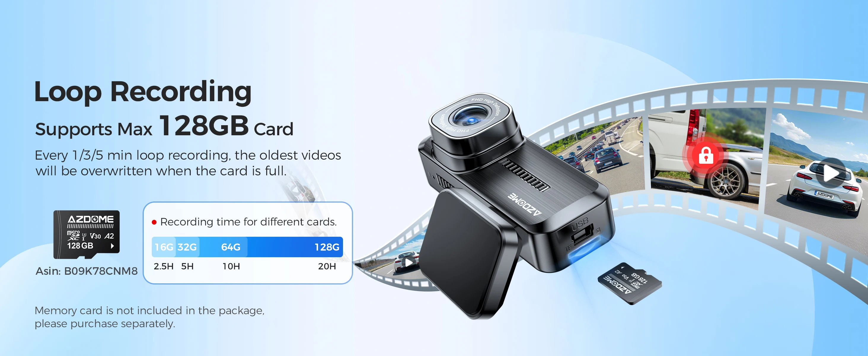 AZDOME Dash Cam M200 1080P FHD Wifi Car Camera English Voice Control Car DVR Night Vision G-Sensor 24H Parking Monitor