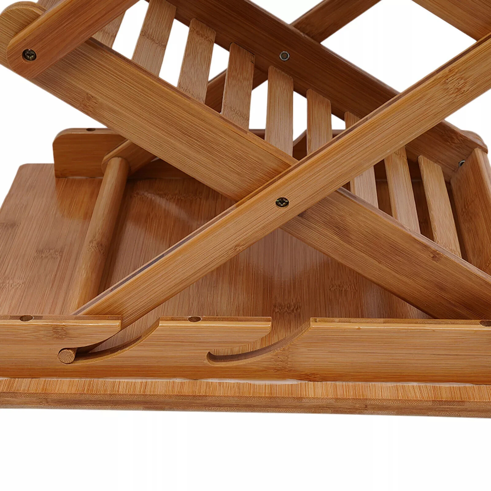 Bamboo Pop-up Magazine Rack, Literature Display Holder Stand 6