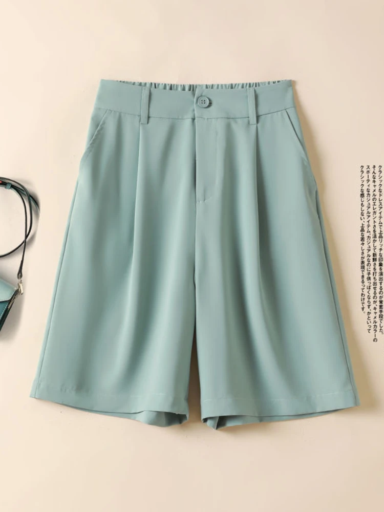 

Women's Cotton Shorts Long Vintage Casual Loose Black Classic Oversize Knee-length Shorts High Waist Summer Shorts for Women