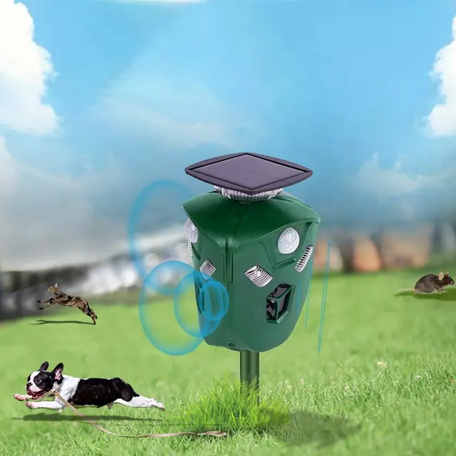 360 ° Ultrahangos Állati Visszatelepítő Hang Villogó Fény Napelemes Usb -Hajtású Kutyák Vadmacska Nyúl Szarvas Visszataszító Kártevő Visszaszorító - Image 3