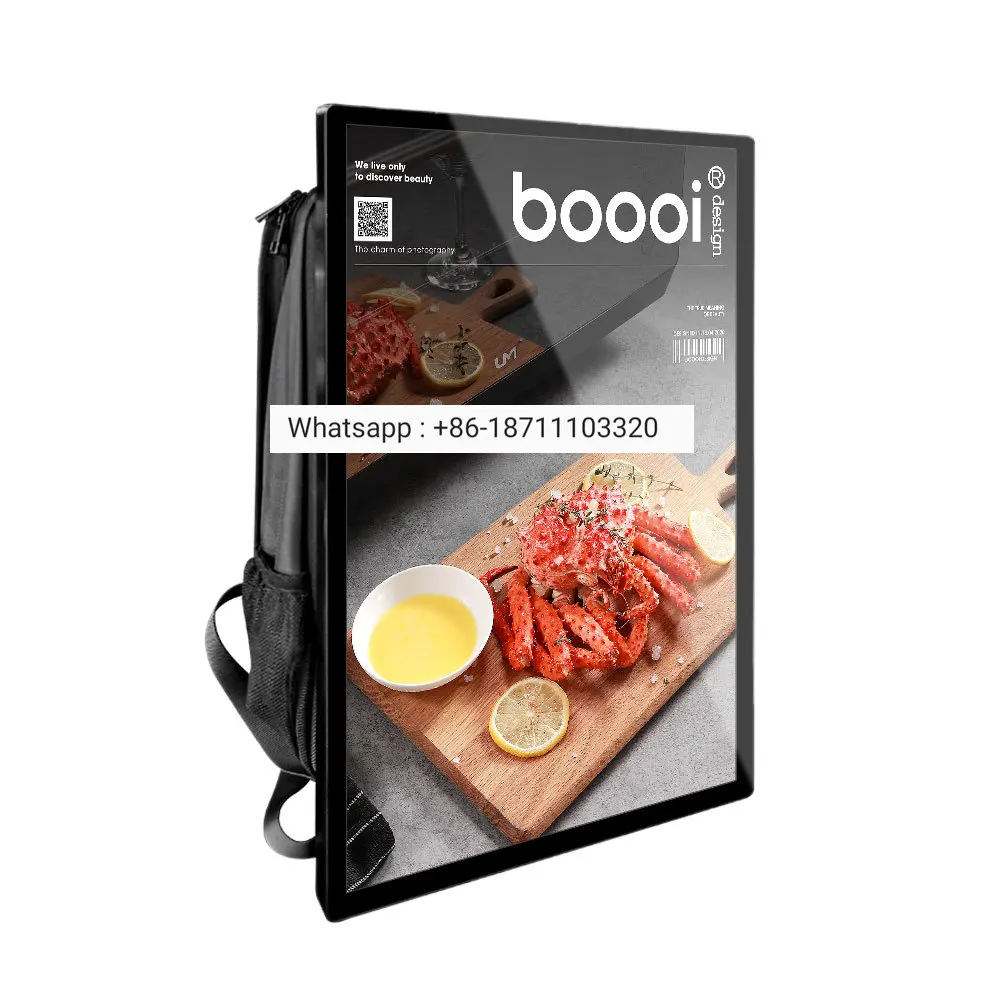 

21.5 inch mobile digital screen advertising player display lcd human walking backpack billboard with battery