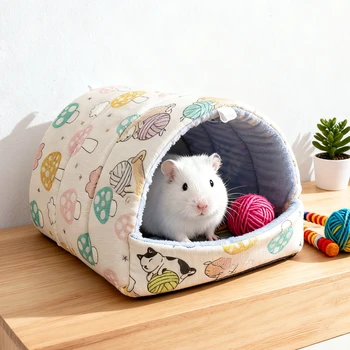 Winter Small Animal Sleeping Bed Soft Rabbit Squirrel Comfortable  Guinea Pig Nest Warm Mat Hamster House Guinea Pig Cage
