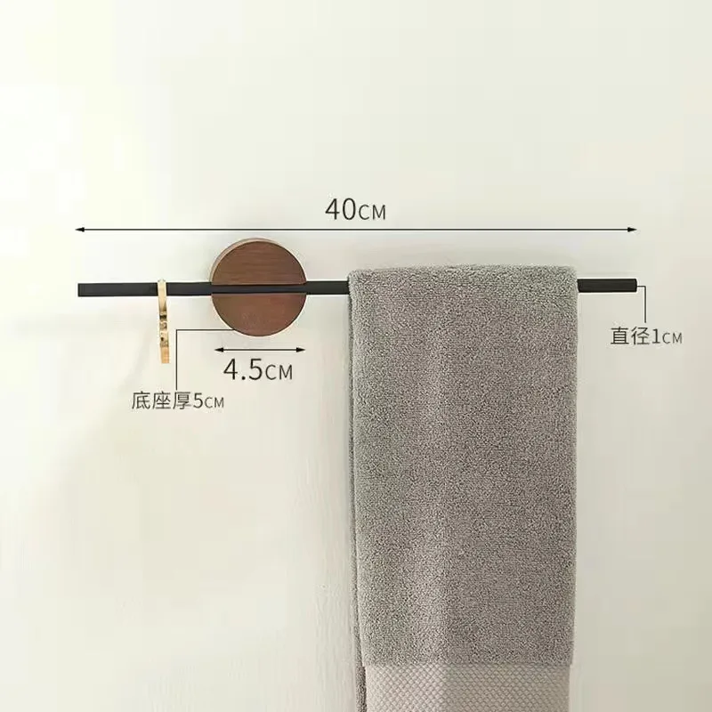 Walnut Towel Rack Perforation-free Bathroom Bar Hanging Bathroom Towel Rack Hanging Rod Single Rod Storage Rack Hand Towel Bar 6