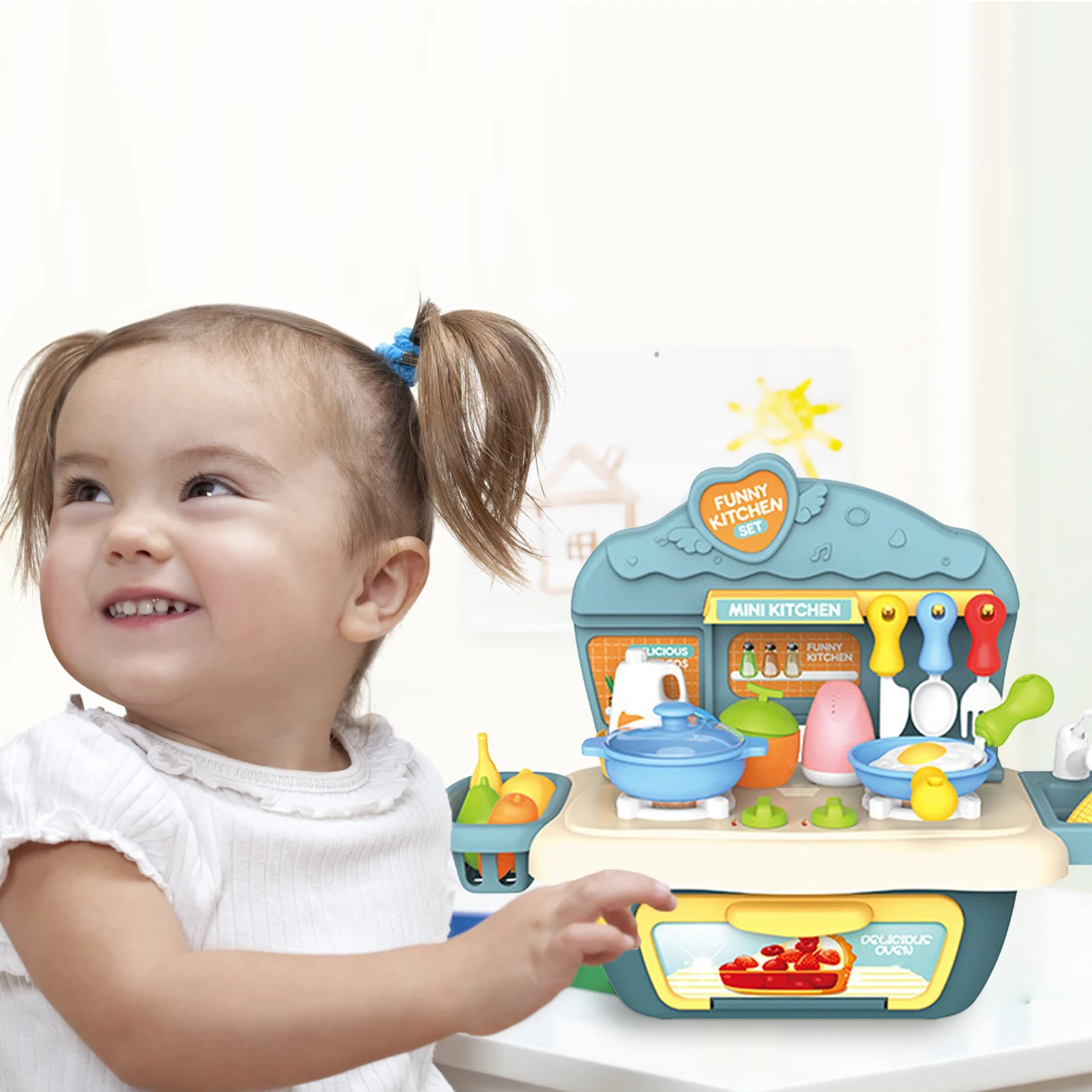 

Игровой кухонный набор для детей, маленькие повары, кухонный игровой набор для пикника, ролевые игры, домик для ролевых игр с аксессуарами для приготовления пищи для девочек