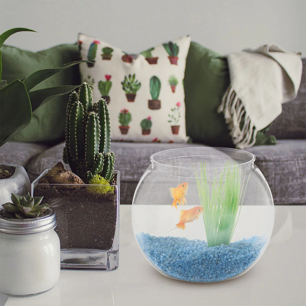 Transparent Round Fish Tank Decor Bowl Desk Office Globe Aquarium Container Household Plastic Fish Bowls For Living Room Pet