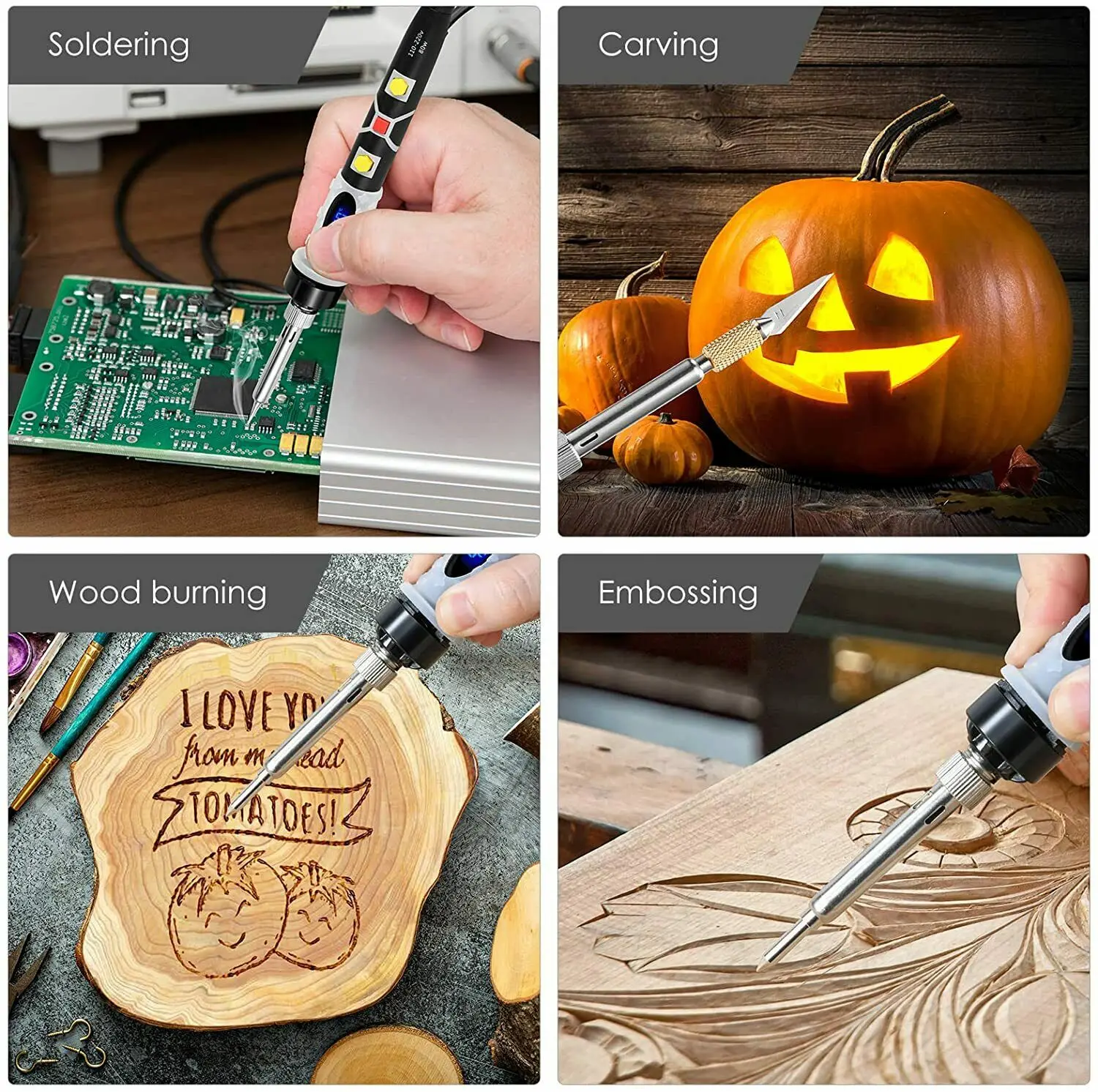 28pcs 80W 조정 가능한 납땜 인두 나무 굽기 펜 세트 목공 치즐 팁 블레이드 Pyrography 도구 납땜 펜 키트